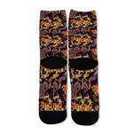 Vintage Dragon Flower Pattern Print Long Socks