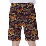Vintage Dragon Flower Pattern Print Men's Beach Shorts