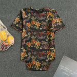 Vintage Dragon Flower Pattern Print Men's Bodysuit