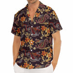 Vintage Dragon Flower Pattern Print Men's Deep V-Neck Shirt
