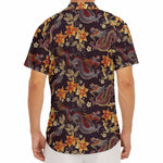 Vintage Dragon Flower Pattern Print Men's Deep V-Neck Shirt