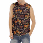 Vintage Dragon Flower Pattern Print Men's Fitness Tank Top