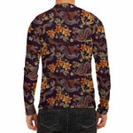 Vintage Dragon Flower Pattern Print Men's Long Sleeve Rash Guard