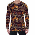 Vintage Dragon Flower Pattern Print Men's Long Sleeve T-Shirt