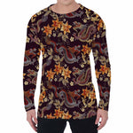 Vintage Dragon Flower Pattern Print Men's Long Sleeve T-Shirt