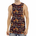 Vintage Dragon Flower Pattern Print Men's Muscle Tank Top