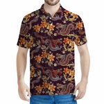 Vintage Dragon Flower Pattern Print Men's Polo Shirt