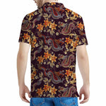 Vintage Dragon Flower Pattern Print Men's Polo Shirt