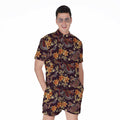 Vintage Dragon Flower Pattern Print Men's Romper