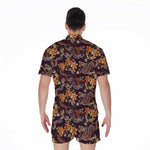 Vintage Dragon Flower Pattern Print Men's Rompers