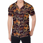 Vintage Dragon Flower Pattern Print Men's Shirt