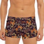 Vintage Dragon Flower Pattern Print Men's Short Boxer Briefs