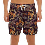 Vintage Dragon Flower Pattern Print Men's Split Running Shorts