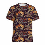 Vintage Dragon Flower Pattern Print Men's Sports T-Shirt
