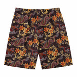 Vintage Dragon Flower Pattern Print Men's Swim Trunks