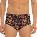 Vintage Dragon Flower Pattern Print Men's Triangle Swim Briefs