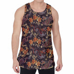 Vintage Dragon Flower Pattern Print Men's Velvet Tank Top