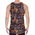 Vintage Dragon Flower Pattern Print Men's Velvet Tank Top