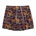 Vintage Dragon Flower Pattern Print Mesh Shorts
