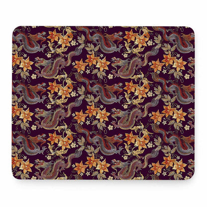 Vintage Dragon Flower Pattern Print Mouse Pad