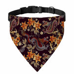 Vintage Dragon Flower Pattern Print Over The Collar Dog Bandana