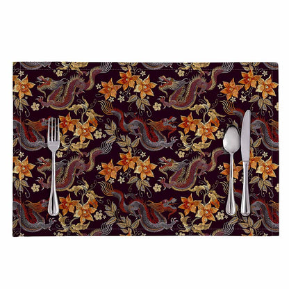 Vintage Dragon Flower Pattern Print Placemat
