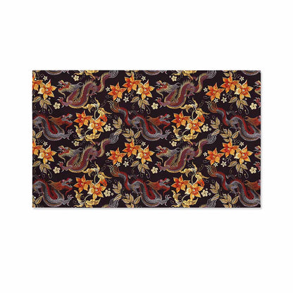Vintage Dragon Flower Pattern Print Polyester Flag
