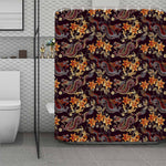 Vintage Dragon Flower Pattern Print Polyester Shower Curtain