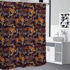 Vintage Dragon Flower Pattern Print Premium Shower Curtain