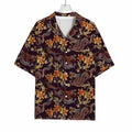 Vintage Dragon Flower Pattern Print Rayon Hawaiian Shirt