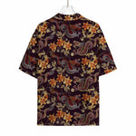 Vintage Dragon Flower Pattern Print Rayon Hawaiian Shirt