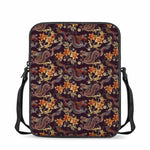 Vintage Dragon Flower Pattern Print Rectangular Crossbody Bag