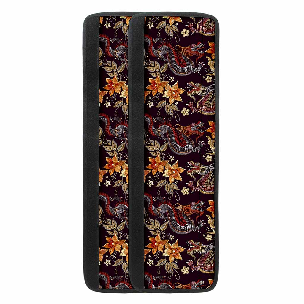 Vintage Dragon Flower Pattern Print Refrigerator Handle Covers