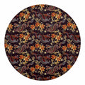 Vintage Dragon Flower Pattern Print Round Blanket