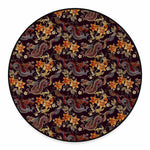 Vintage Dragon Flower Pattern Print Round Floor Mat