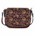 Vintage Dragon Flower Pattern Print Saddle Bag