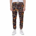 Vintage Dragon Flower Pattern Print Scuba Joggers