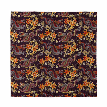 Vintage Dragon Flower Pattern Print Silk Bandana