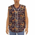 Vintage Dragon Flower Pattern Print Sleeveless Baseball Jersey
