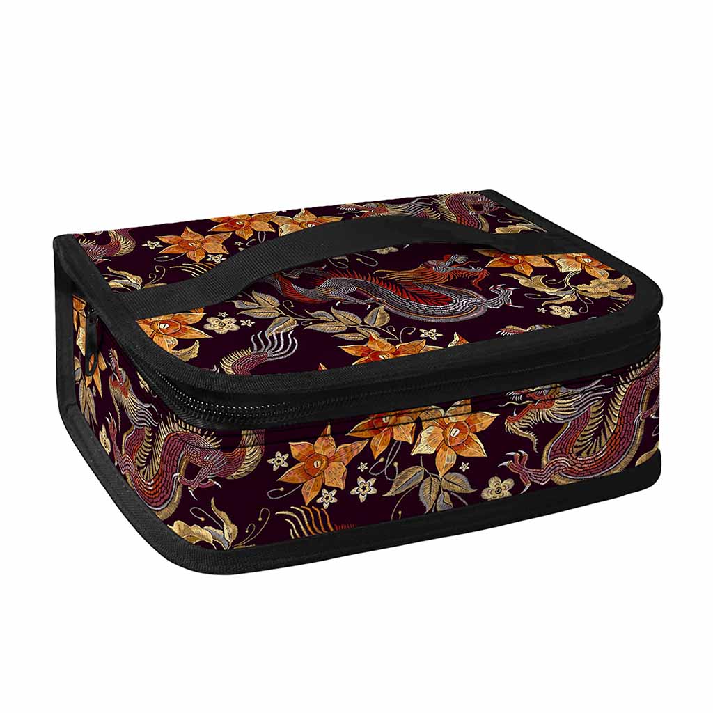 Vintage Dragon Flower Pattern Print Small Lunch Bag