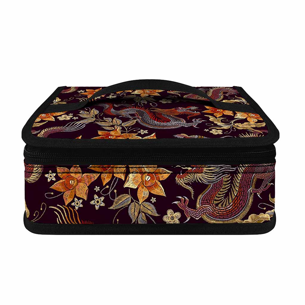 Vintage Dragon Flower Pattern Print Small Lunch Bag