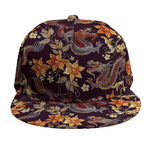 Vintage Dragon Flower Pattern Print Snapback Cap