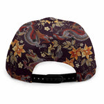 Vintage Dragon Flower Pattern Print Snapback Cap