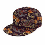 Vintage Dragon Flower Pattern Print Snapback Cap