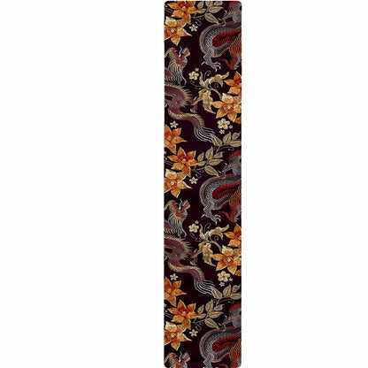 Vintage Dragon Flower Pattern Print Table Runner