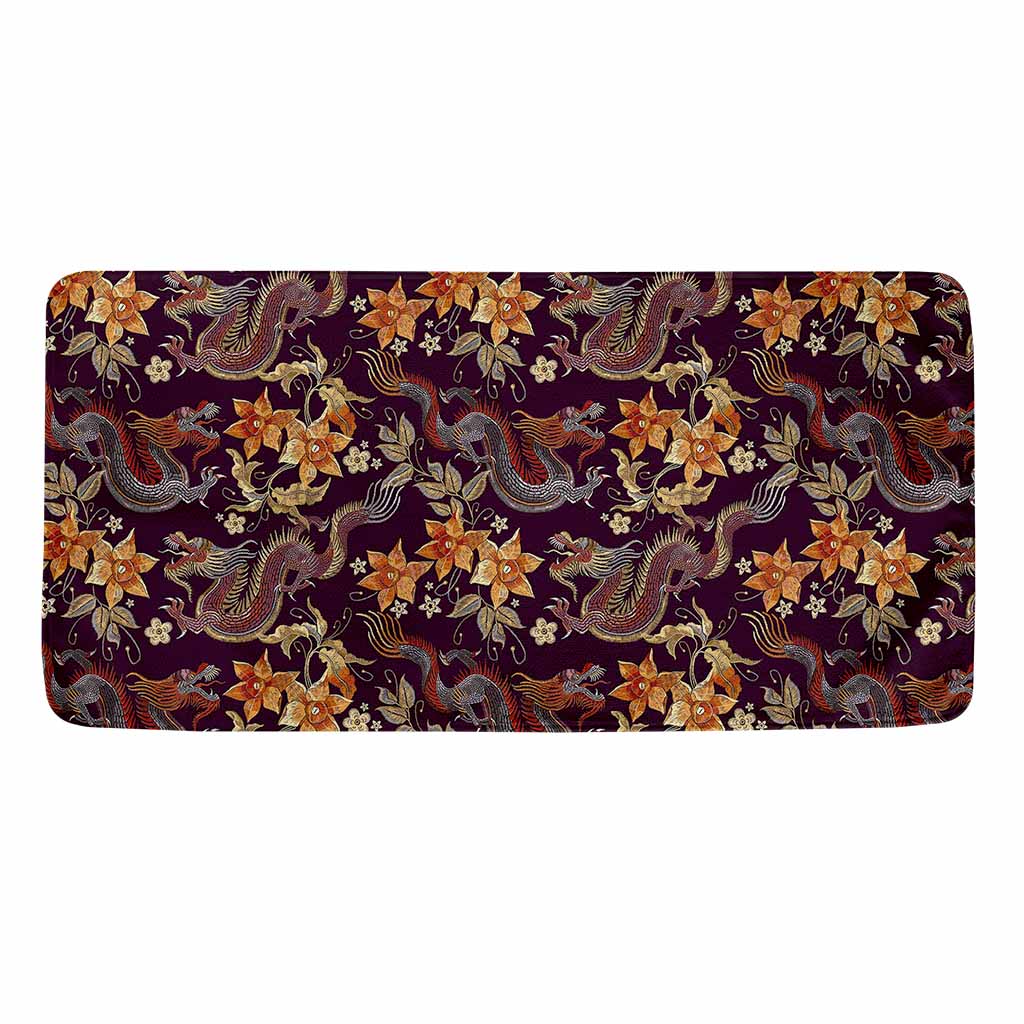 Vintage Dragon Flower Pattern Print Towel