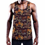 Vintage Dragon Flower Pattern Print Training Tank Top