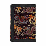 Vintage Dragon Flower Pattern Print Trifold Wallet