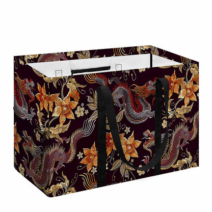 Vintage Dragon Flower Pattern Print Utility Tote Bag