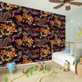 Vintage Dragon Flower Pattern Print Wall Sticker